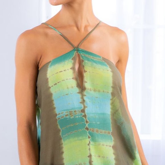 Moroccan Scarf Print Tie Handkerchief Maxi Dress | Sheer Boho Style Coverup - Picture 3 of 7